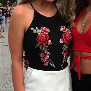 black floral bodysuit